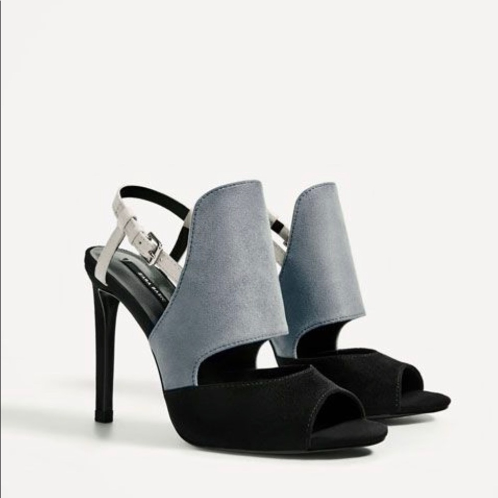 ZARA Black and Gray Women's Heels